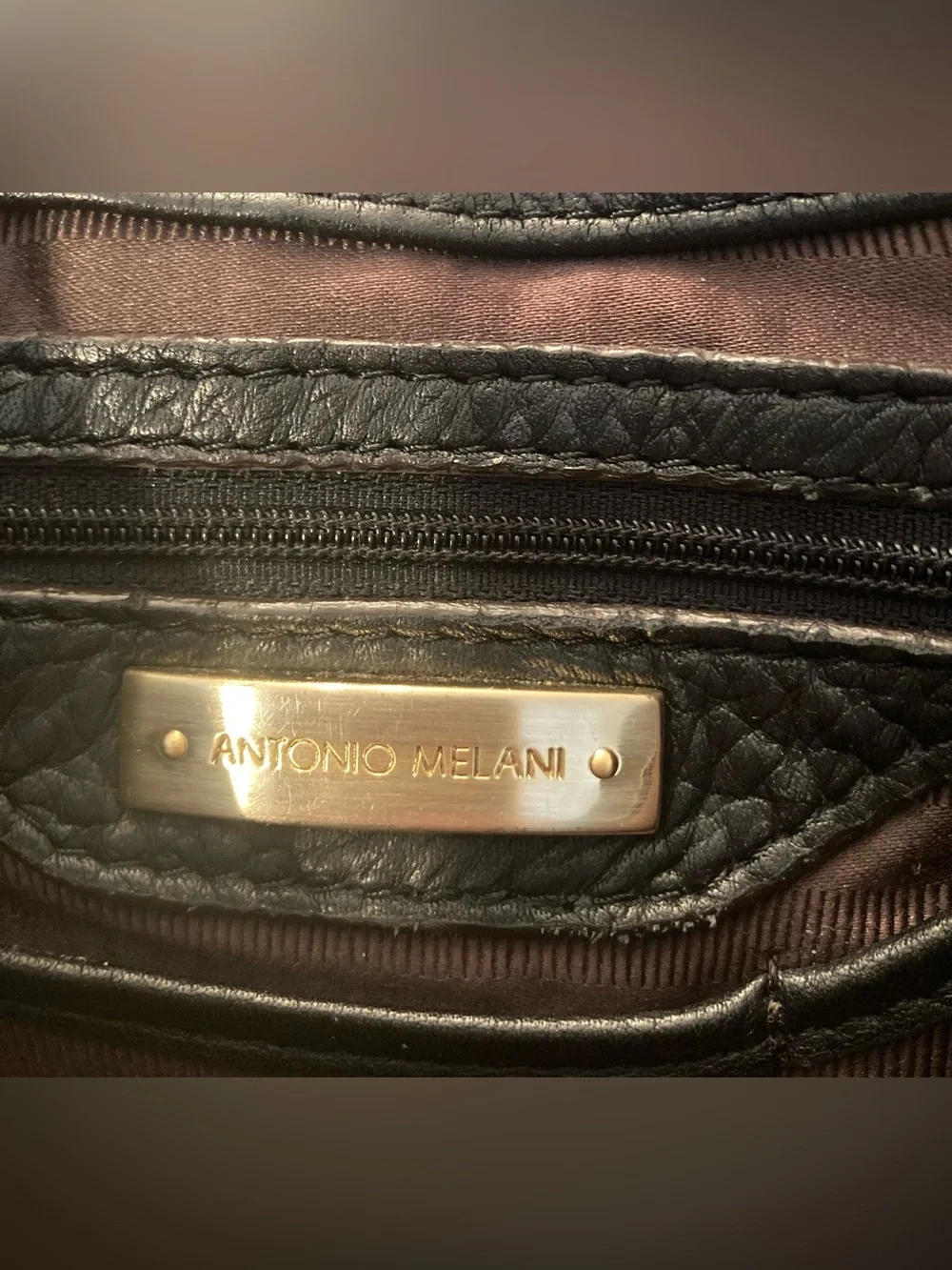 Antonio Melani Pebbled Leather Black Hobo Shoulder Bag